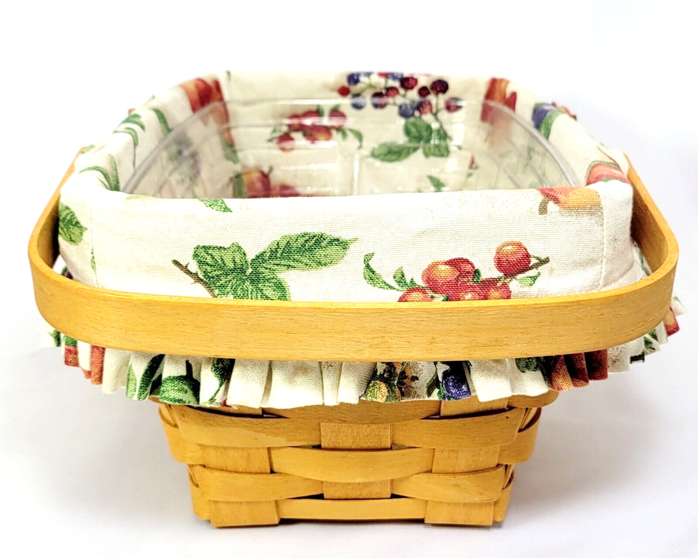 Longaberger Rectangle Chore Basket Double Swing Handles Divided Protector Liner