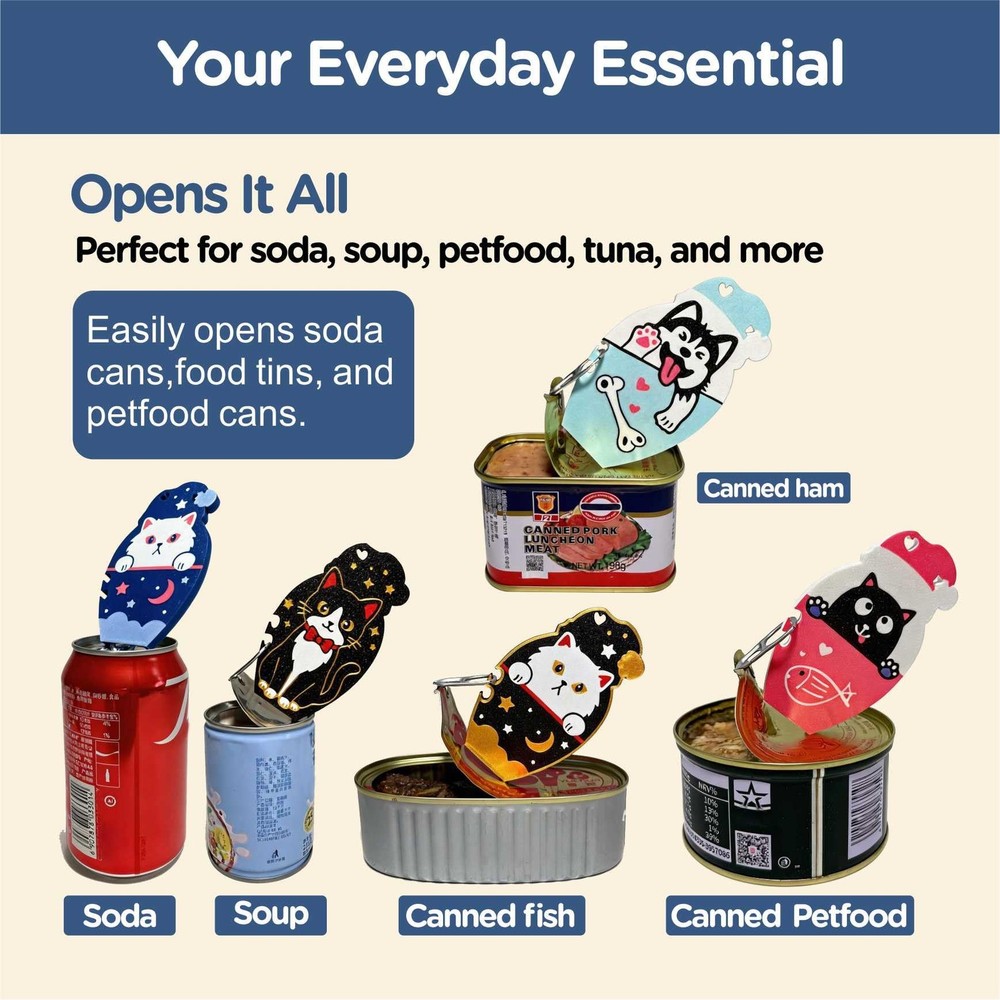 Ring Pull Can Opener for Soda Food Cat Cans Easy Open Tool for Weak Hands Arthri