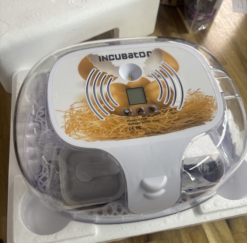 Egg Incubator with Humidity Display,Automatic Egg Turner, LED Egg Candler READ