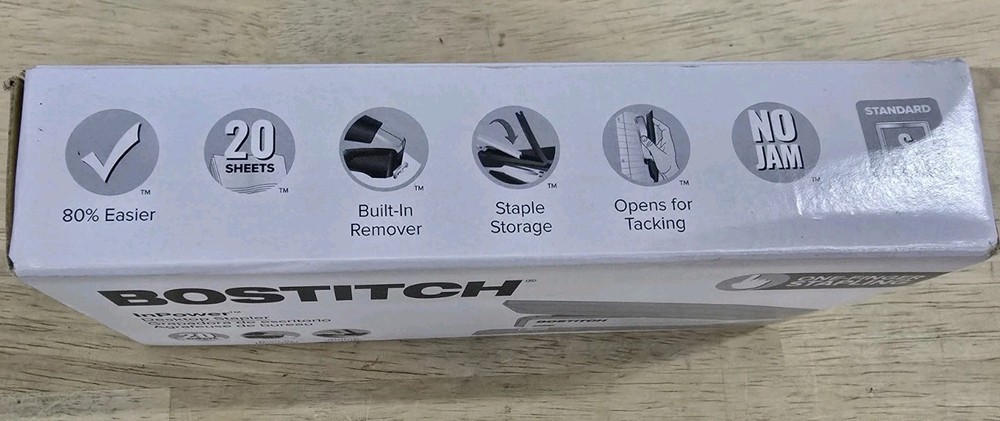 Bostitch Easy Squeeze Stapler Gray 20 Sheets Capacity Ergonomic Design Jam Free