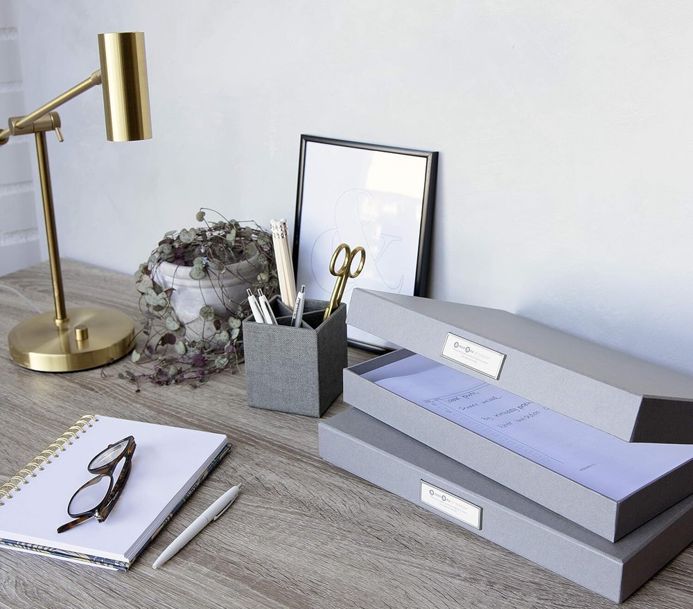 Bigso Sven Fiberboard Classic Hinged Document Box | Dark Grey