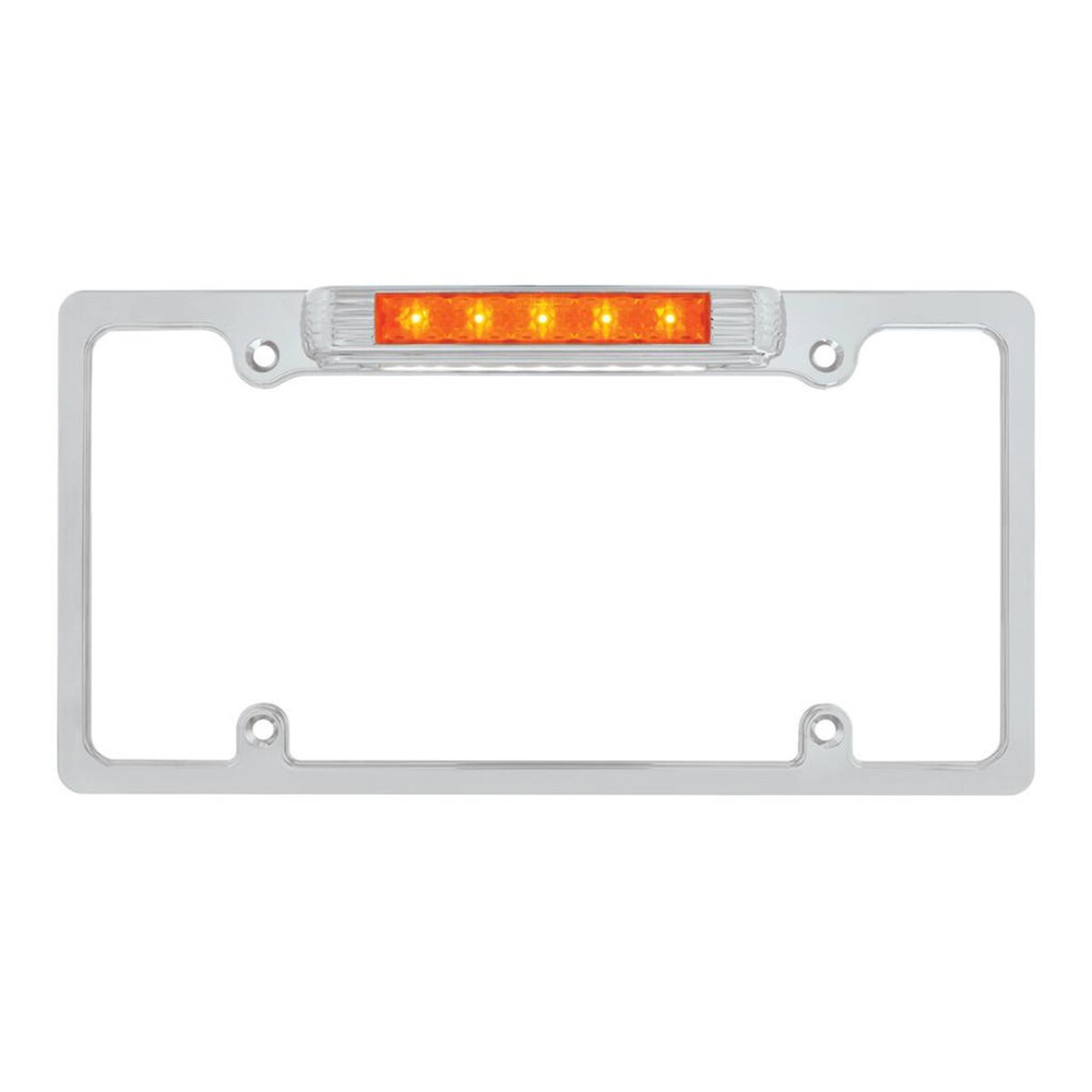 United Pacific Chrome License Plate Frame with Auxiliary Light – 1 Unit
