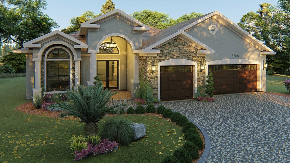 BLUEPRINTS MEDITERRANEAN HOUSE PLAN ARCHUP #106M