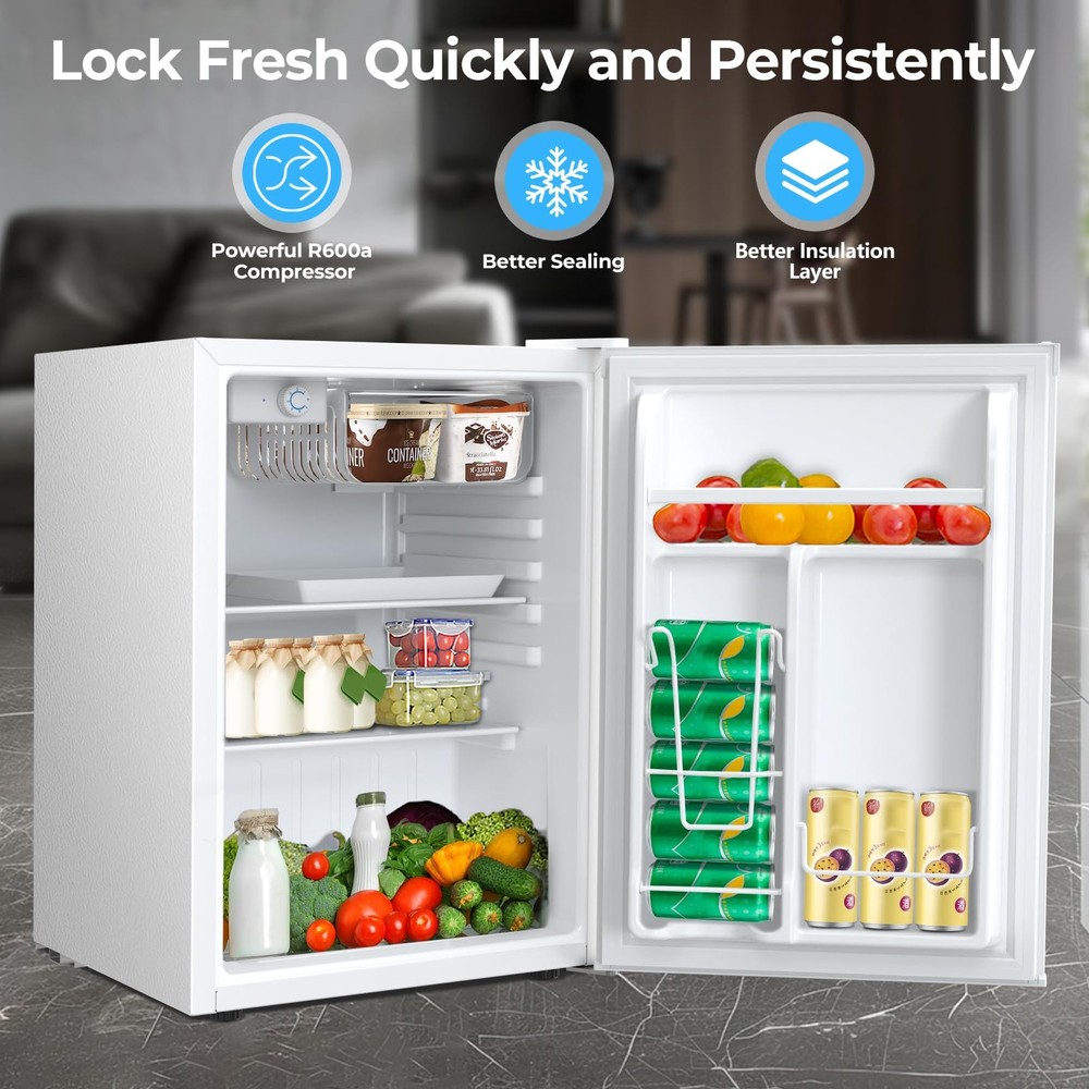 2.56 Cu.Ft. Mini Fridge with Freezer, Small Refrigerators with Adjustable The...