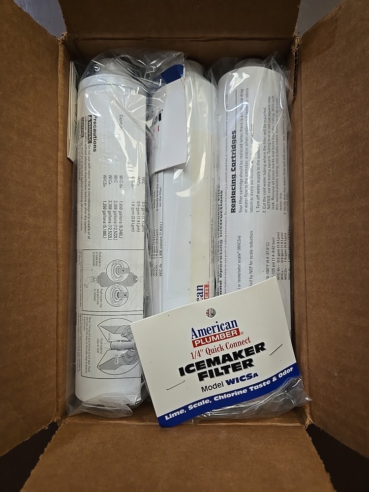 Box Of 6 NEW American Plumber Quick Connect Icemaker Inline Water Filter 1/4"