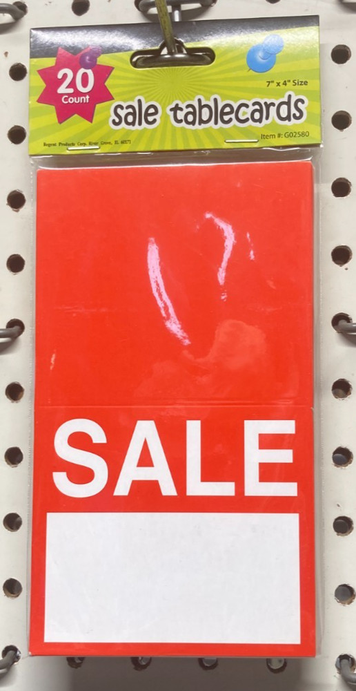 20 Count "SALE" Free Standing Table Cards