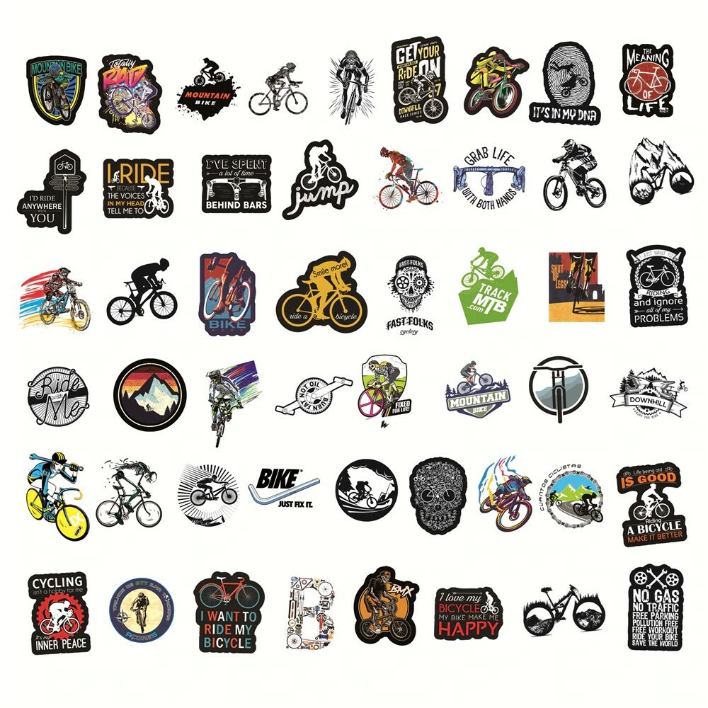 Mountain Bike Stickers - 50 Pcs 