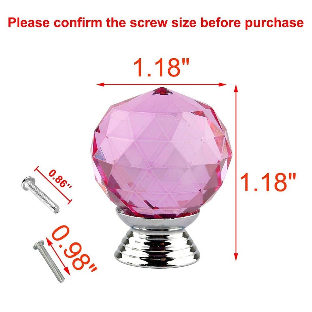 10 Pcs Dresser Crystal Knobs 30mm Glass Pull for Cabinets and Drawers Knobs f...