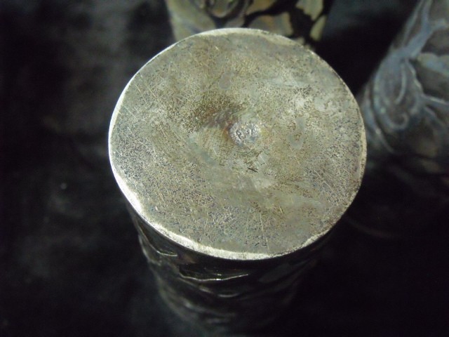 4 Vtg Mexican Filigree Medium Glass Sterling Silver Openwork Rose Pattern 5"+++