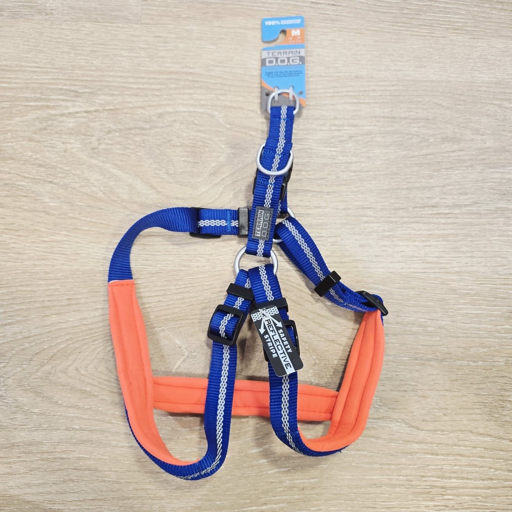 Terrain D.O.G. Harness Medium Blue Orange Reflective Stripe