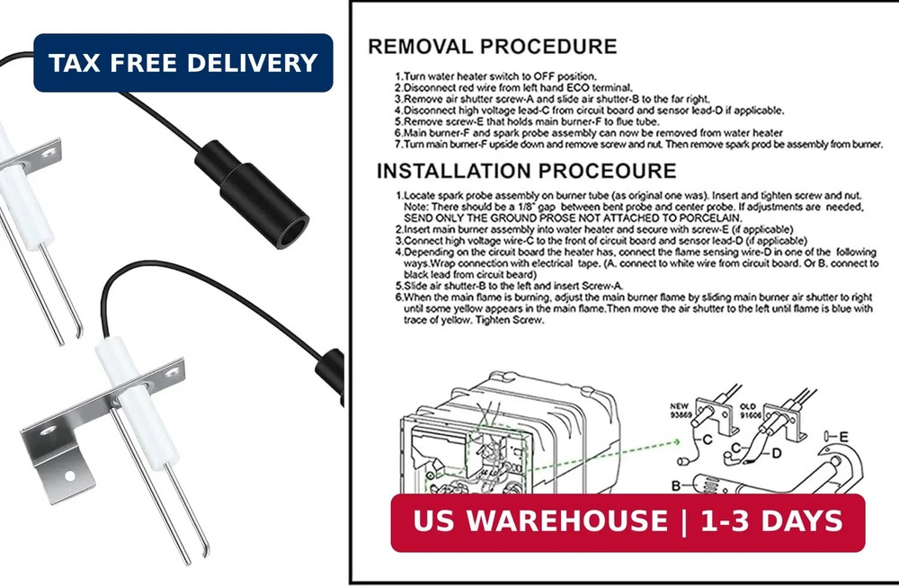 93868 Water Heater Igniter Electrode With Spark Probe,RV Water Heater Replacemen