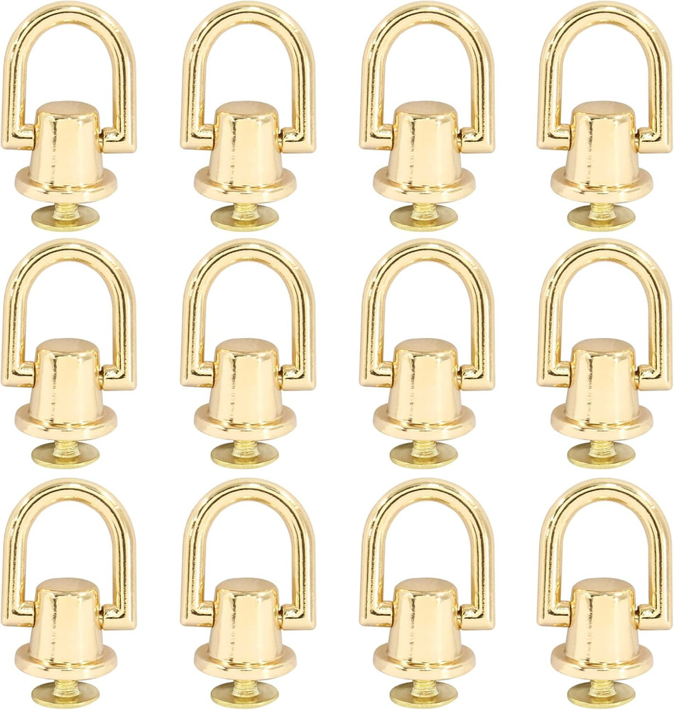 12 Pieces D Ring Stud Screw Ball Head Buttons, Versatile Purse Rotatable Ball D