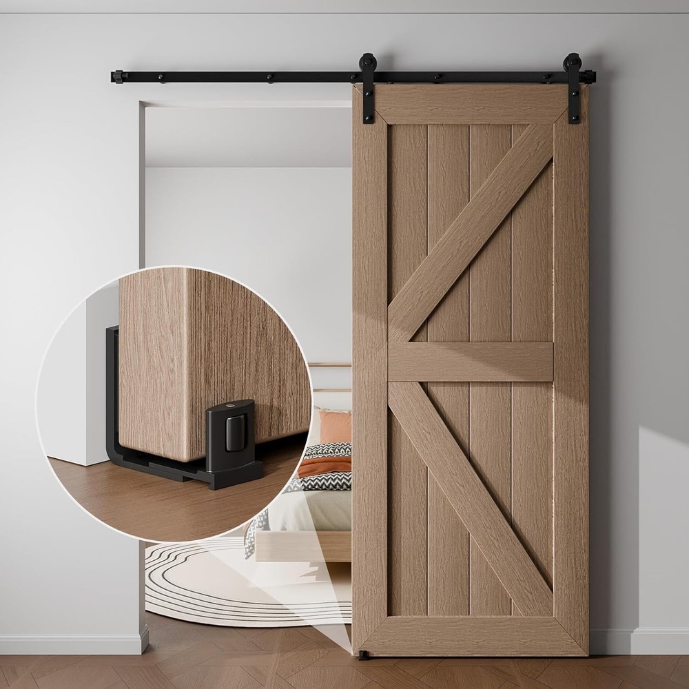 CCJH Upgraded Adjustable Floor Guide Suitable for Sliding Barn Doors,Black