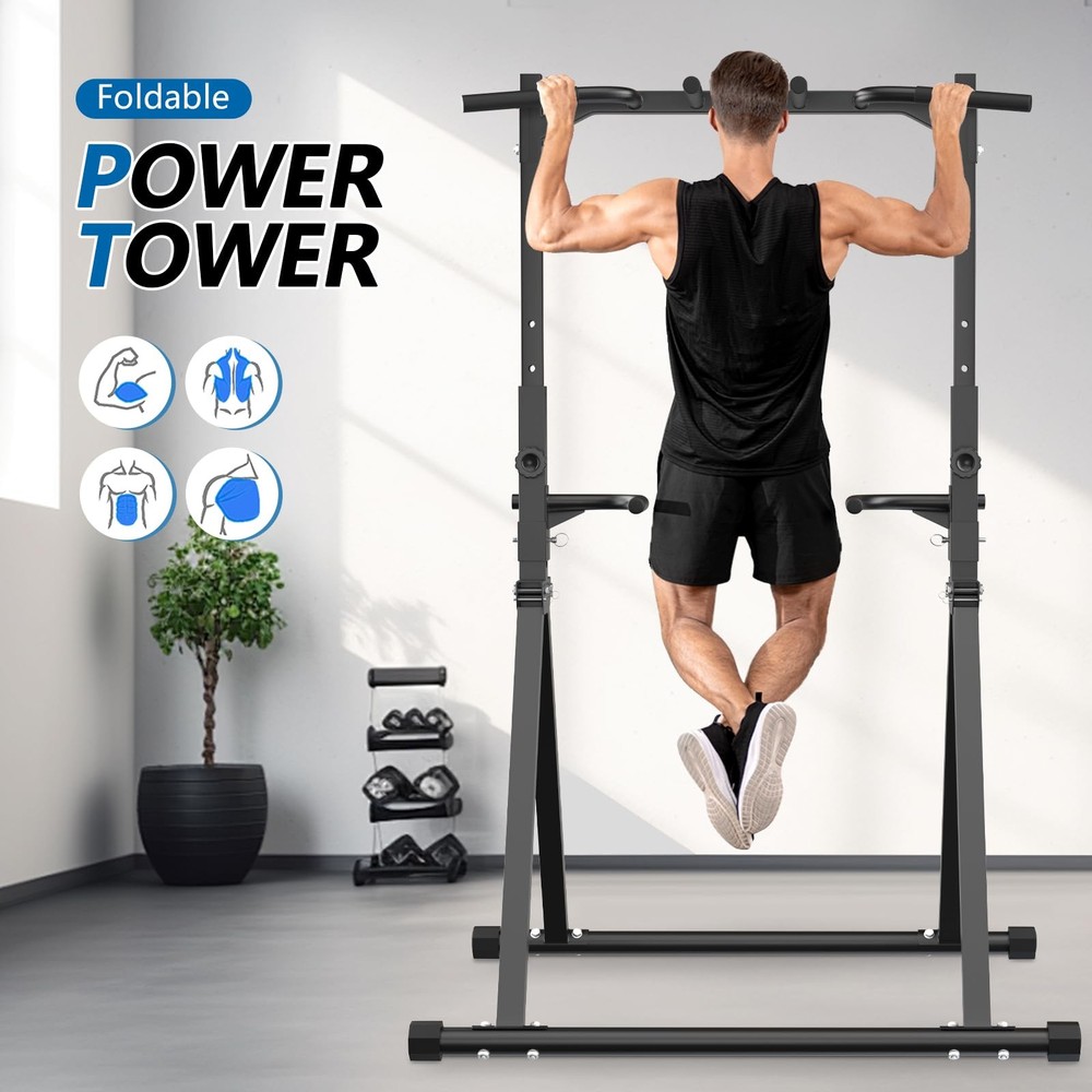 Foldable Pull Up Bar Pull Up Station,Power Tower with Triangular Structure, M...