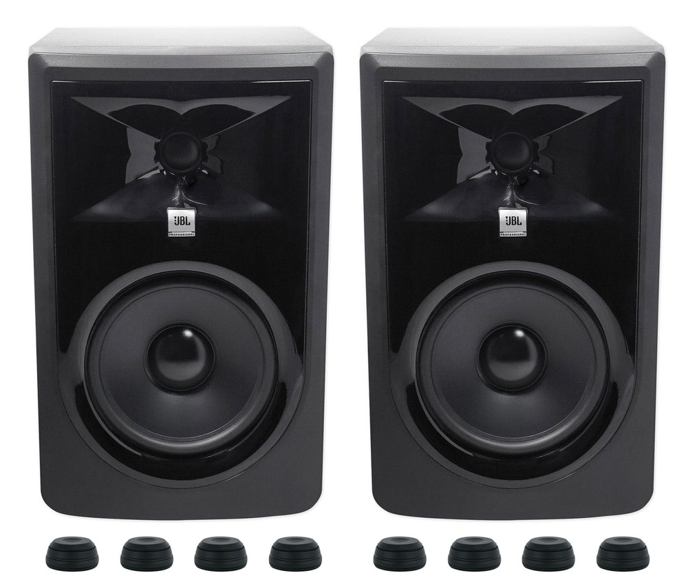 (2) JBL 306P MkII 6" 2-Way Powered Studio Reference Monitors+Isolation Feet Pads