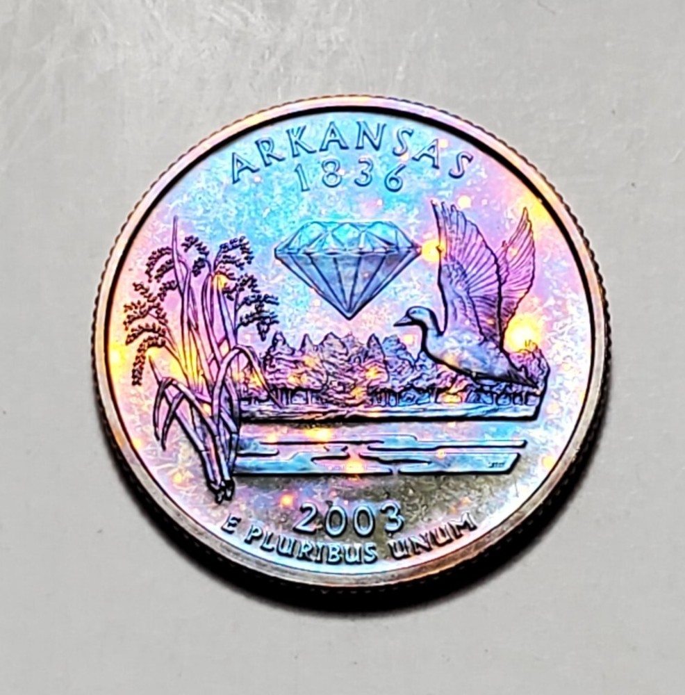 TONED 2003 S ARKANSAS STATE QUARTER CLAD PROOF UNC #C6360