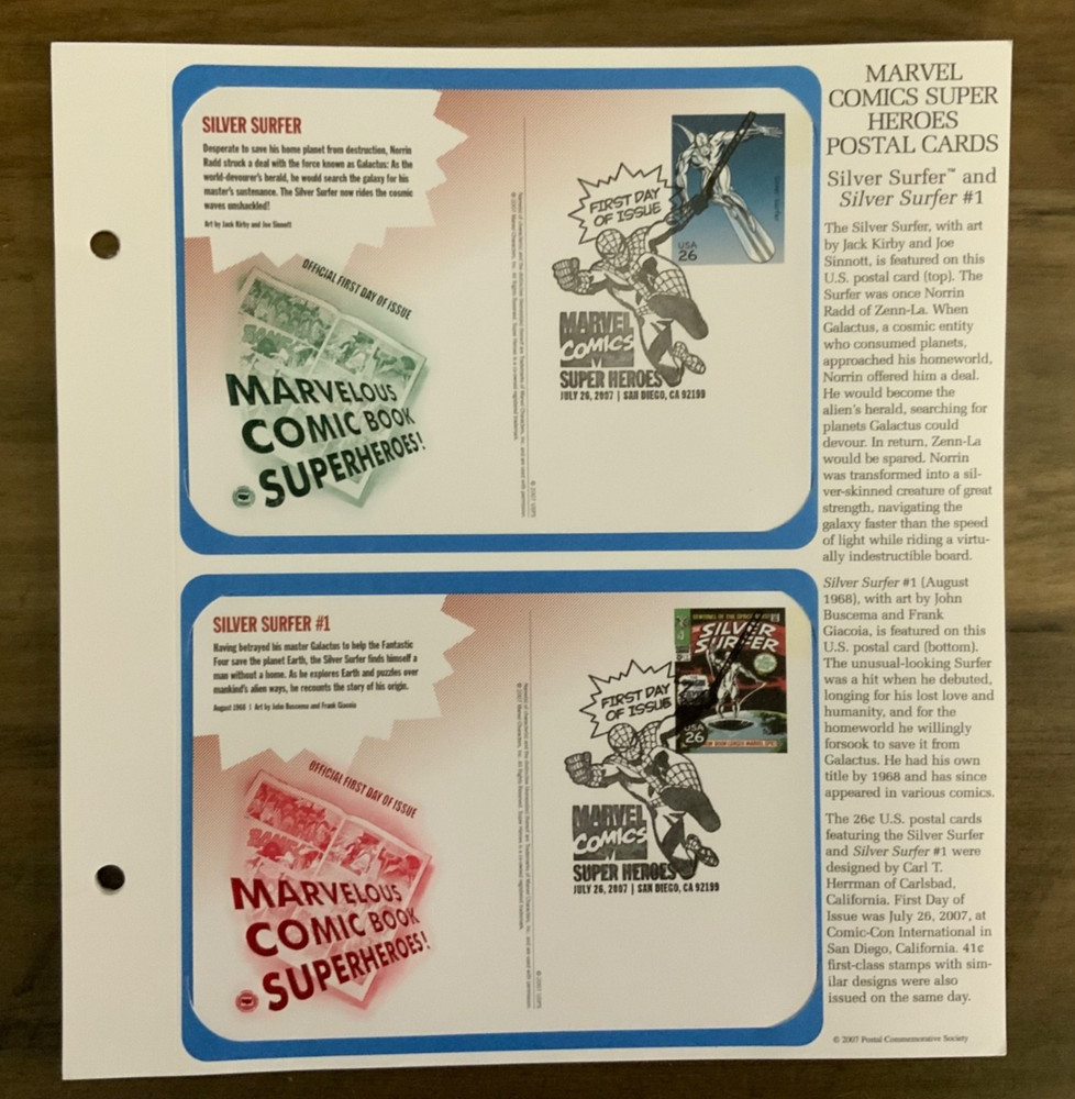 2007 First Day Issue -Post Cards. Marvel Super Hero’s (20 post cards)