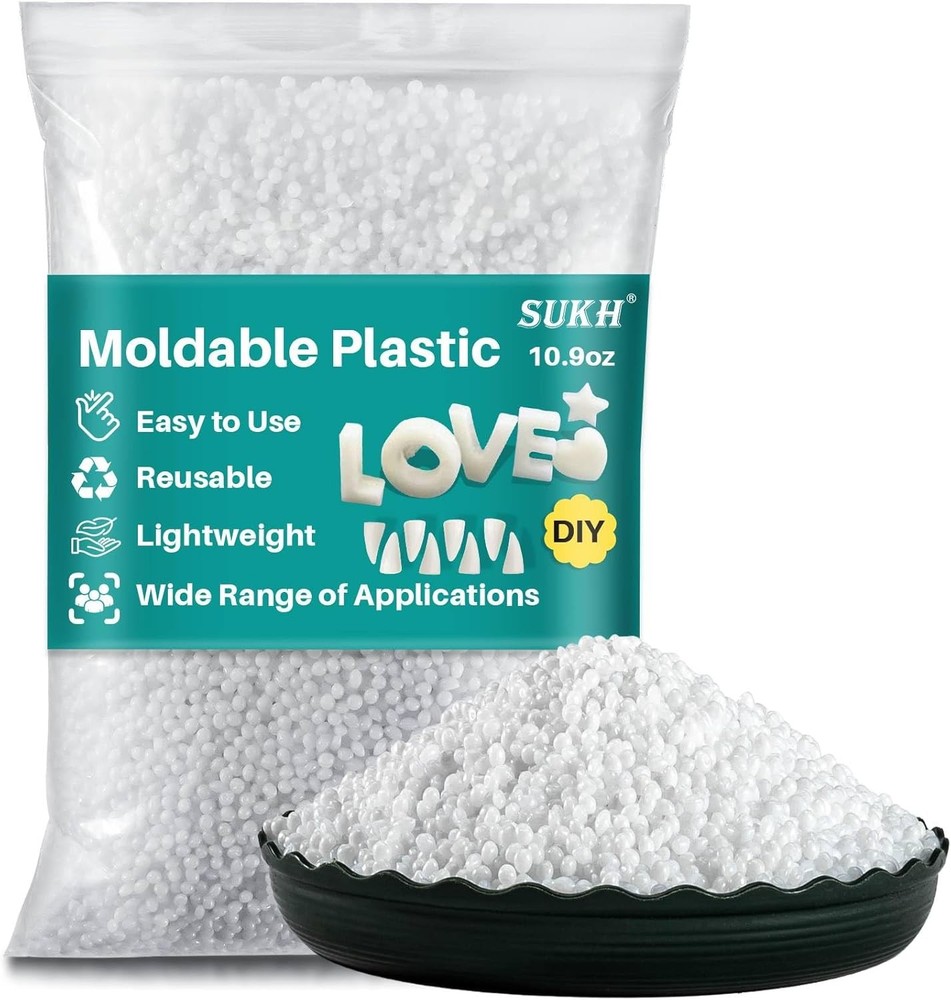 Sukh 10.9oz Moldable Plastic Pellets - Thermoplastic Beads Small, White