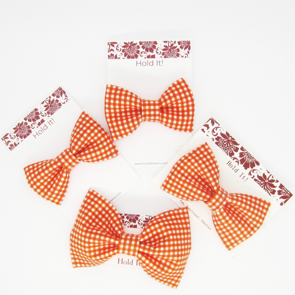 Orange Gingham Pet Bow Tie or Sailor Bow-4 Sizes Available