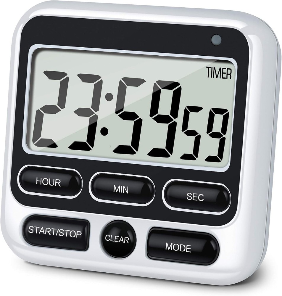 Digital Kitchen Timer with Mute/Loud Alarm Switch ON/Off Switch, 12-Hour Clock