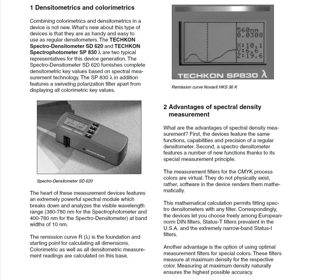 Techkon SD 620 Spectro Densitometer – CMYK, Lab, ΔE – with Carl Zeiss module