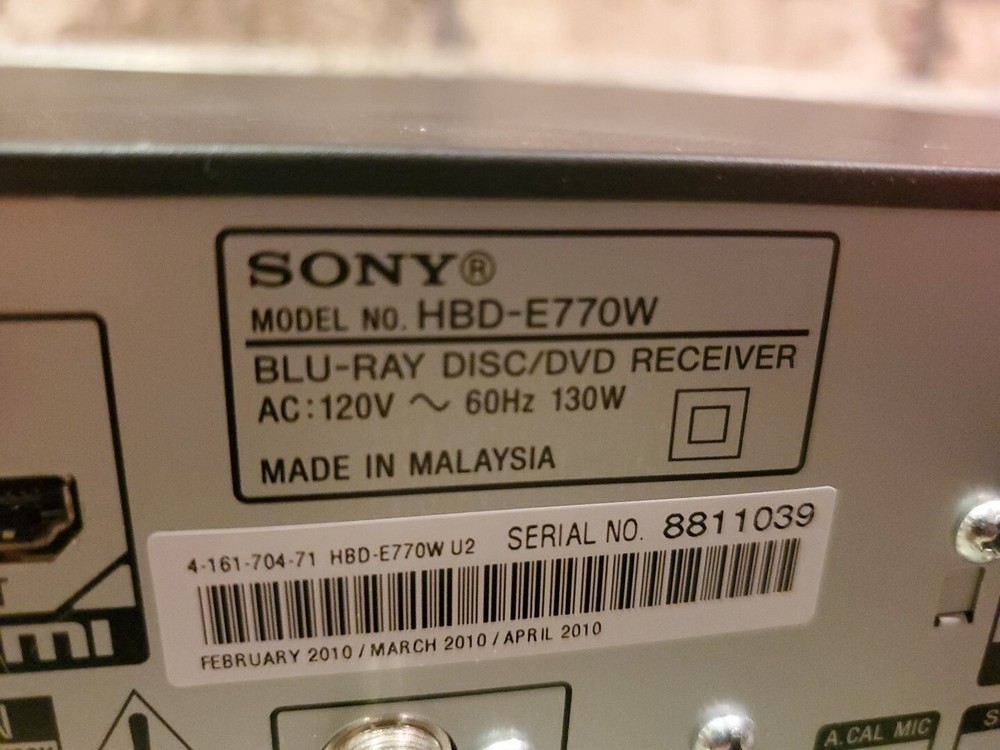 Sony Blu-ray DVD HBD-E770W EZW-RT10A Transceiver