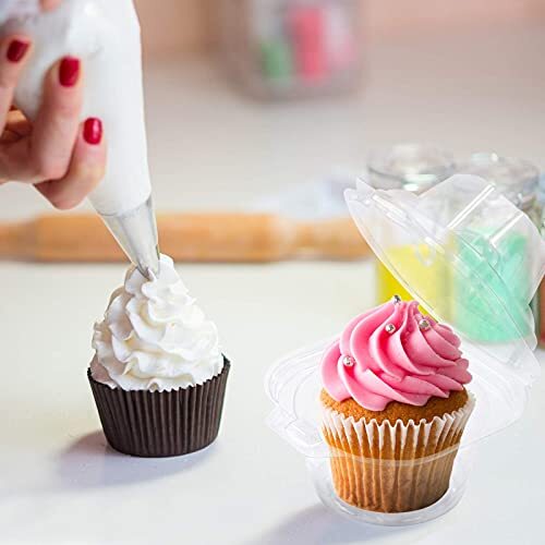 50 Pack Individual Cupcake Containers Plastic Cupcake Boxes Cupcake Holders Stac