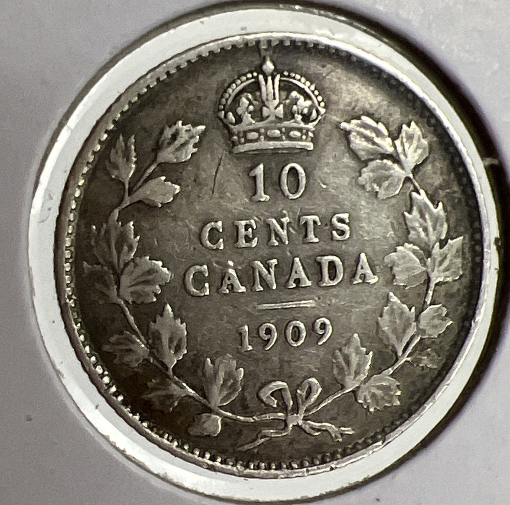 1909 Canada 10 Cent Silver Dime Coin