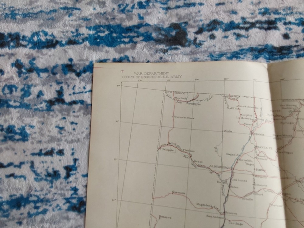 WWII 1942 Eighth Service Command Engineer Map TX LA AR