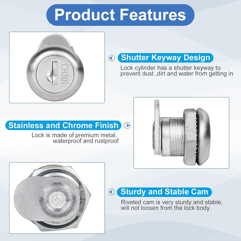 Truck Tool Box Lock Replacement, 2 Pack Keyed 2 - Alike, Silver