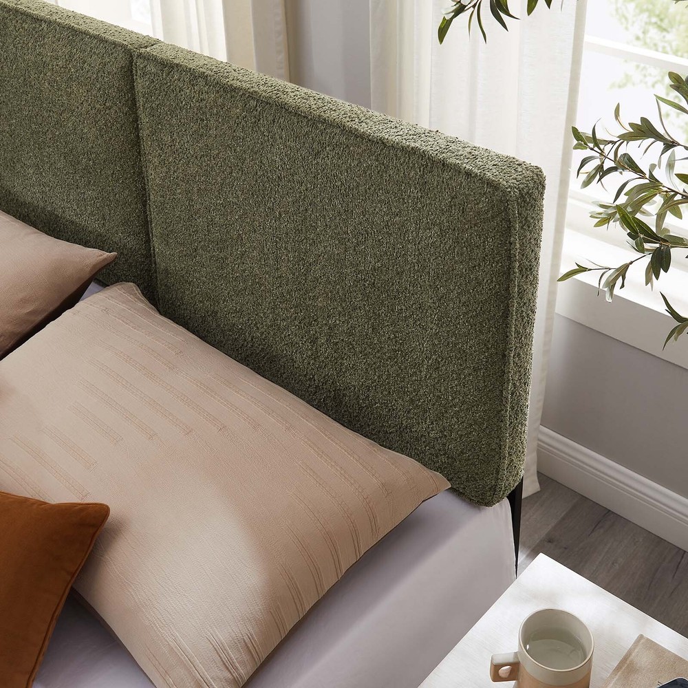 Modway Lindee Boucle Fabric Full Headboard in Sage