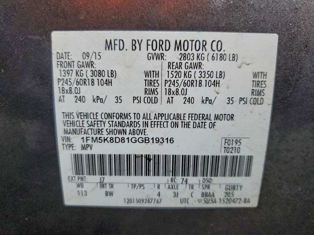 CONTROL PANEL OEM 16-17 FORD EXPLORER 1YR WRNTY