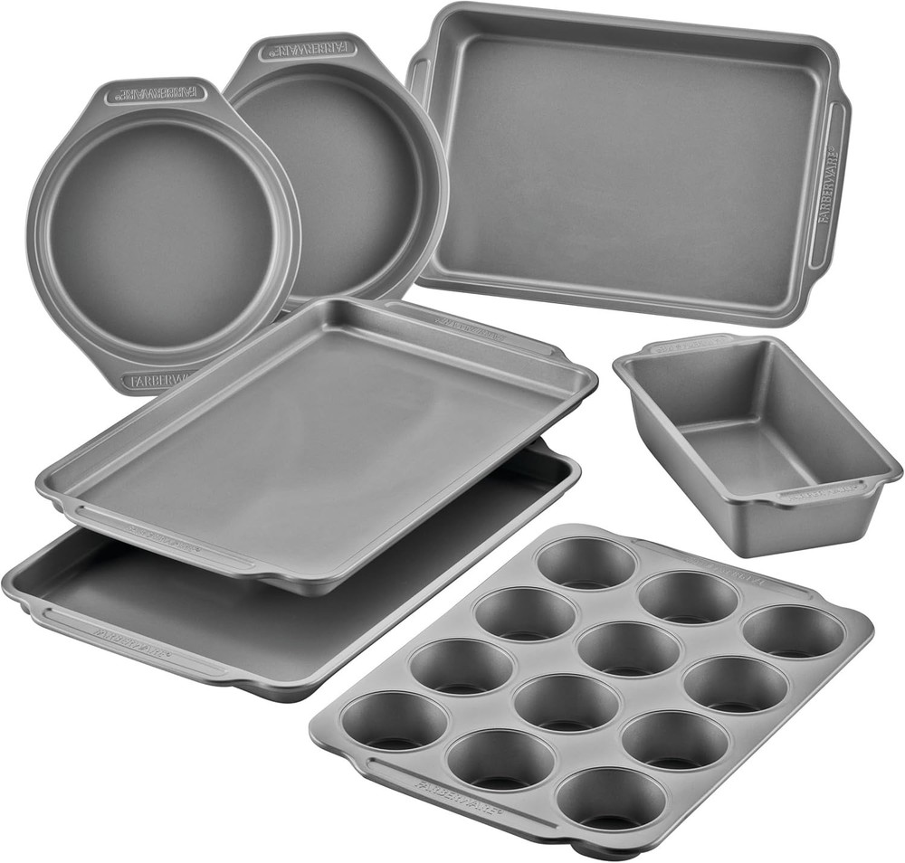 Nonstick Bakeware Set Includes Cookie Sheets/Baking Cake Muffin & Bread Pan 8