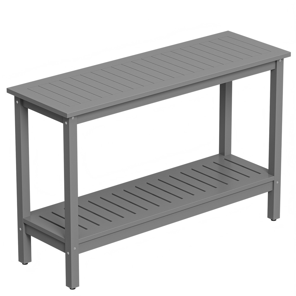 Console Table 48" Patio Side Accent Table Multifunctional with Foot Sliders Grey