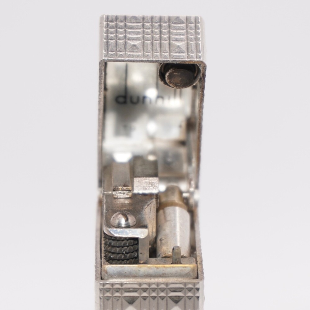 Dunhill Lighter Silver Tartan Pattern-Ultrasonically Cleaned_Working