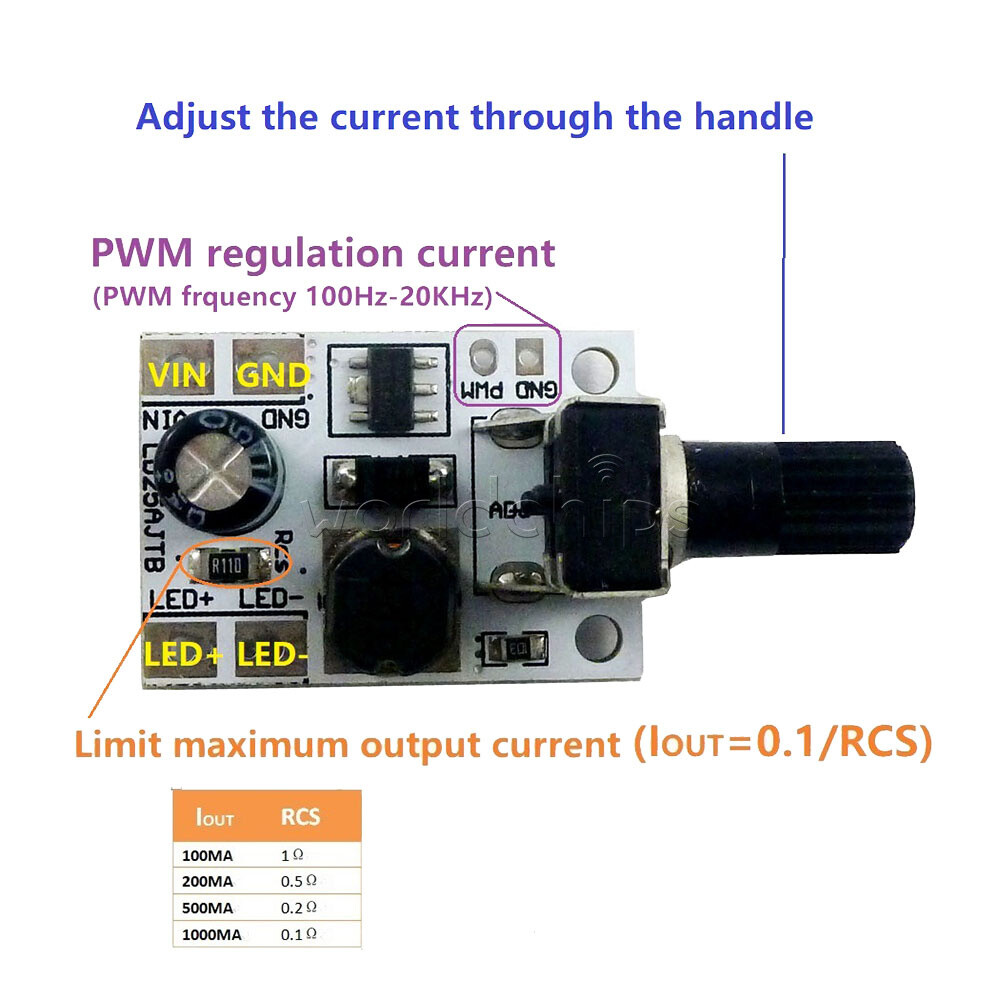 20-900MA 6-25V DC LED Driver Module PWM Controller DC-DC Step down Converter