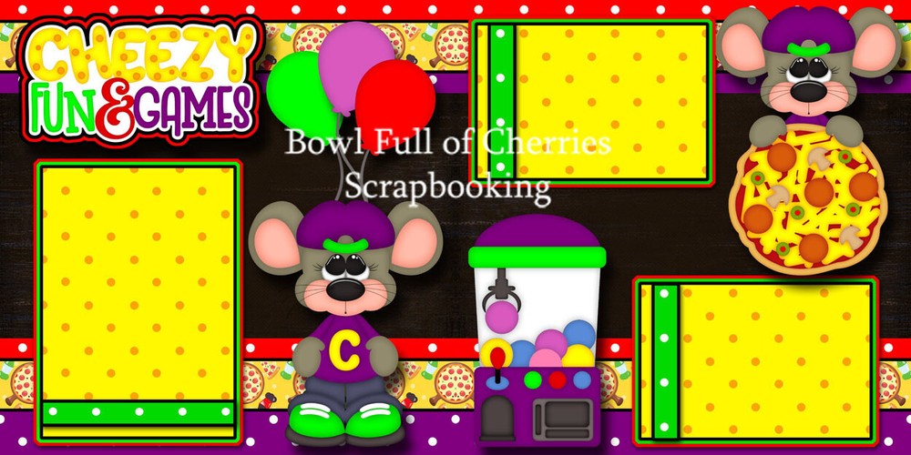 Cheezy Fun & Games 2 premade scrapbook pages printed paper piecing Cherry 0136