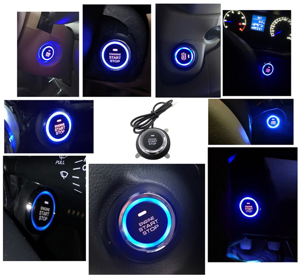 Car Ignition Switch 12v RFID Engine Start Push Button Keyless Entry Starter Kit