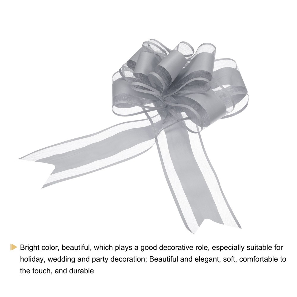 10pcs 9" Large Pull Bow Gift Wrapping Big Organza Bows Ribbon Grey
