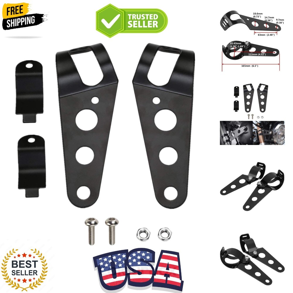 Universal 35mm-43mm Motorcycle Headlight Mount Brackets Fork Ear for Chopper ...
