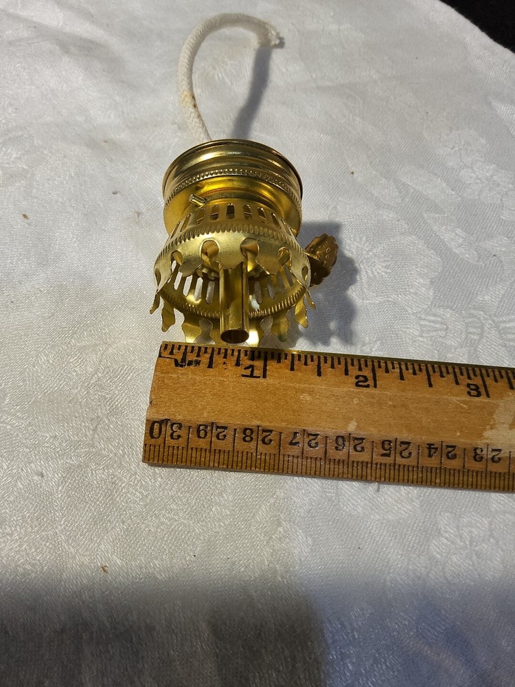 NOS Solid Brass Miniature Burner Screw on Collar With New Round Wick