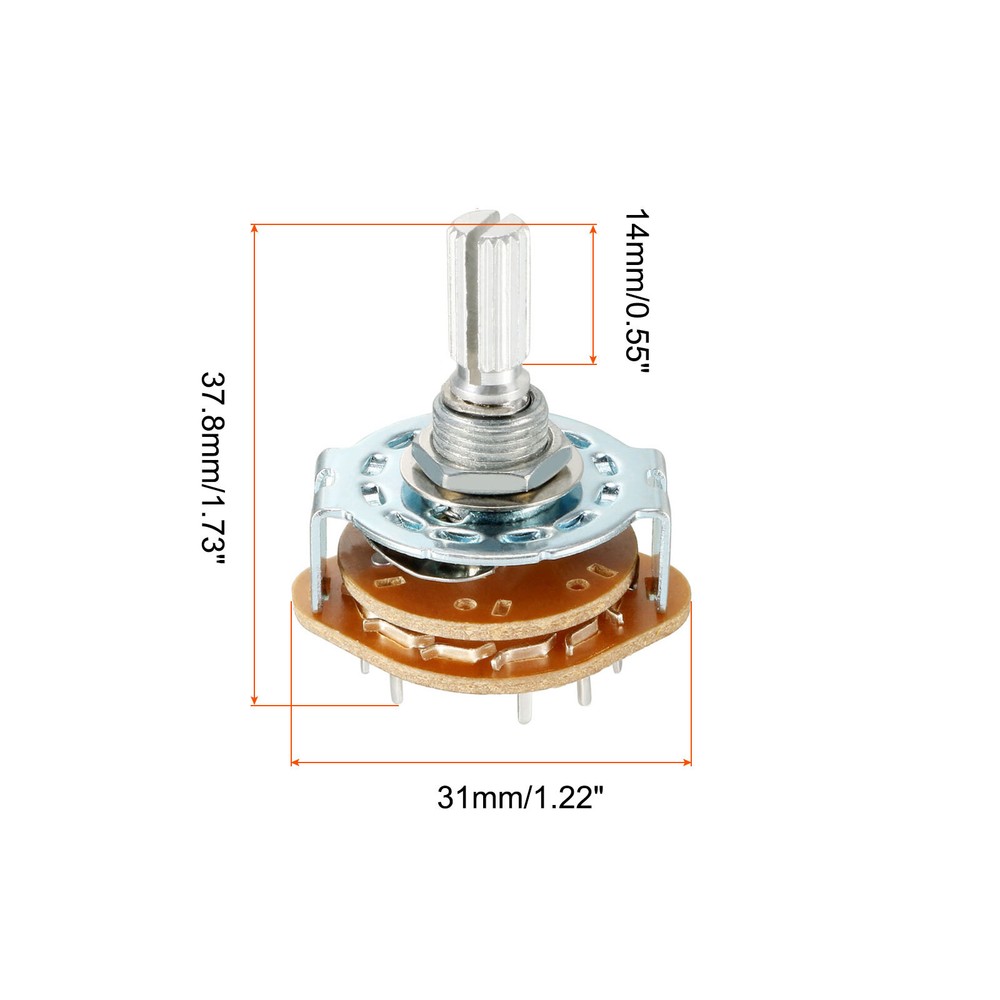 4pcs Band Selector Rotary Switch 2P6T 2 Pole 6 Throw 1 Deck