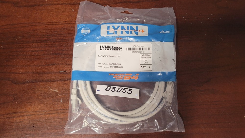 LYNN Choice  CAT6-07-WHB   CAT6 WHITE BOOTED 7 FT