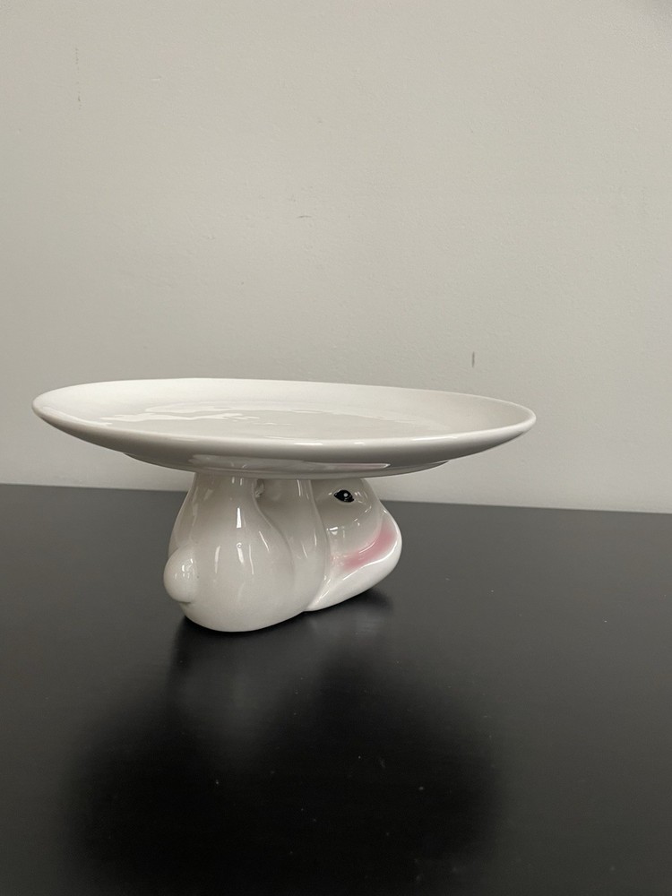 Lakeside Ceramic Easter Bunny Cake Stand 8” D