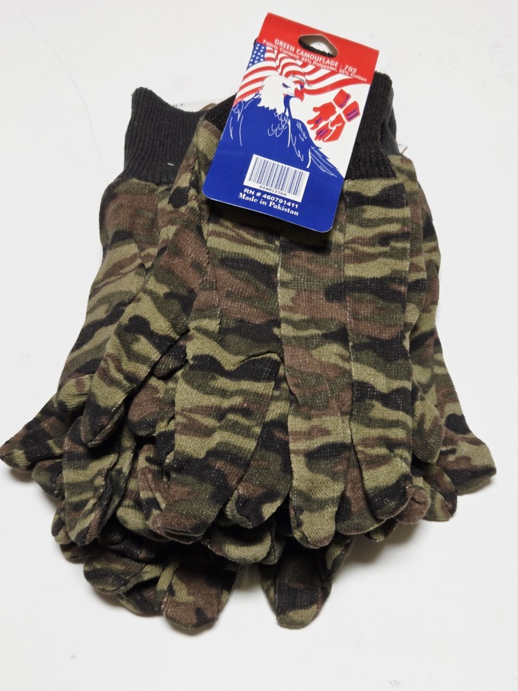 Green Camo Gloves 6pair