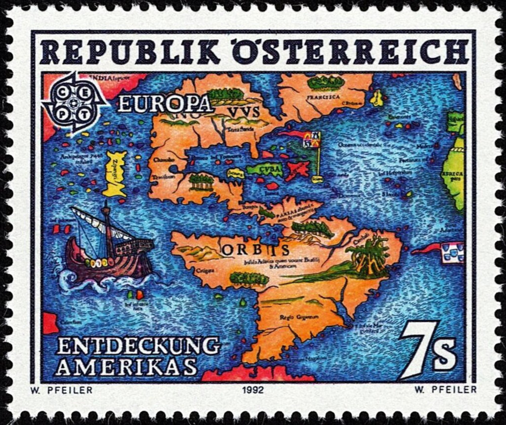 Austria #Mi2062 MNH 1992 Map America [1569]