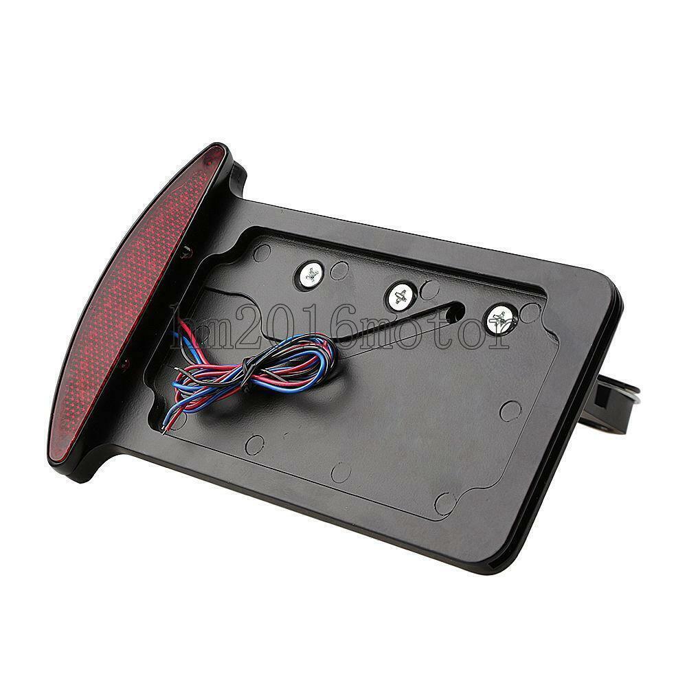 Black Side Mount License Plate Bracket Tail Light for Harley-Davidson Motorcycle