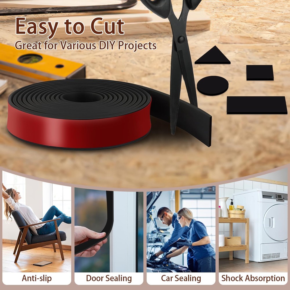 Neoprene Rubber Strips, 1 Wide X 1/16 Thick X 115 Long Adhesive Solid Rubber ...