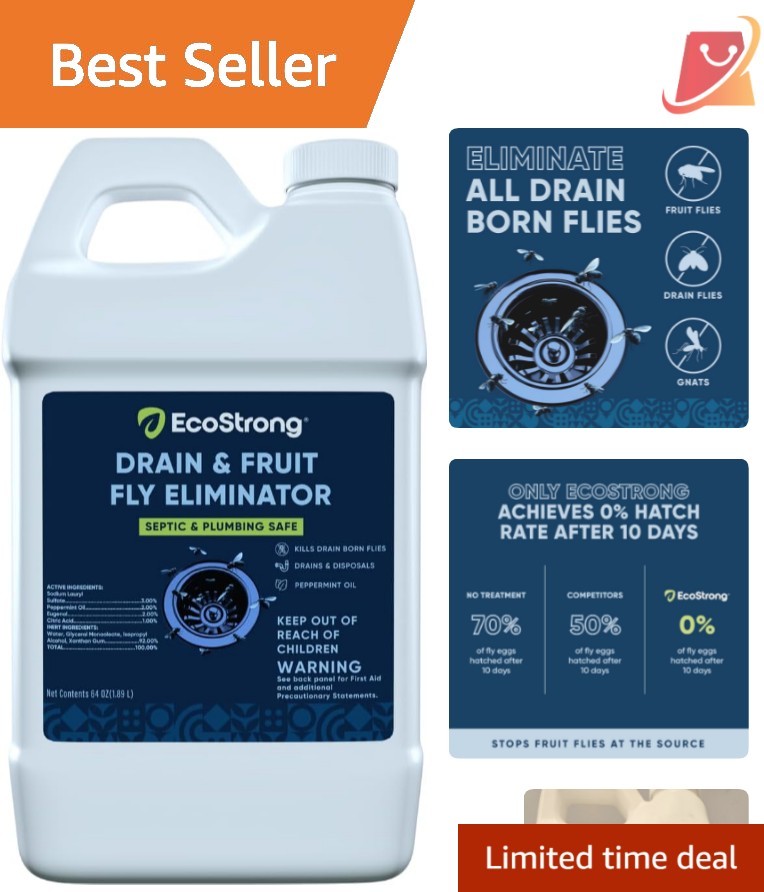 Drain Fly Eliminator Liquid Cedar Scent Kill Odor Prevent Drain Flies
