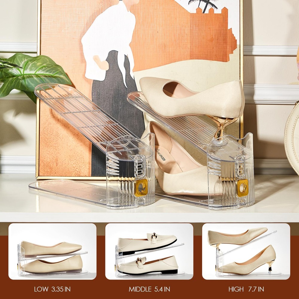 MOVDEET 20 Pack Shoe Slots Organizer,Adjustable Stackers 20 PACK, Clear